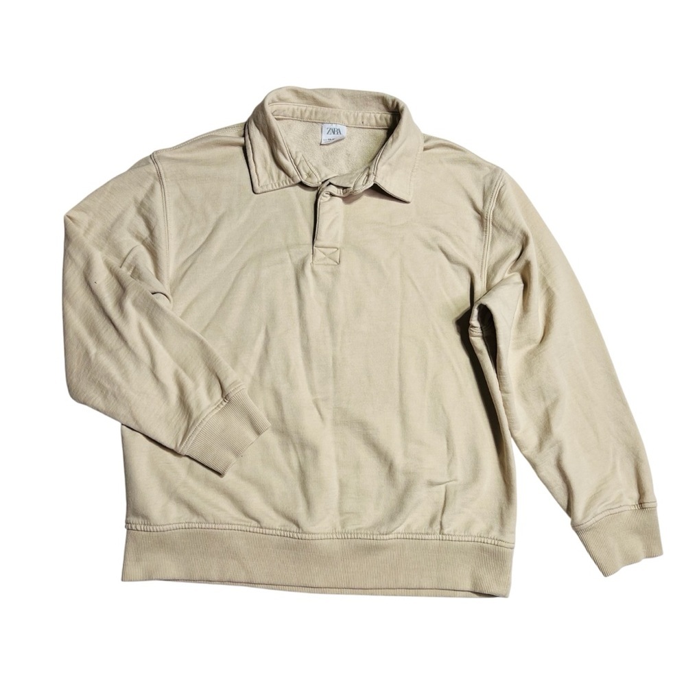 Zara Kids Cream quarter‎ button up Sweatshirt